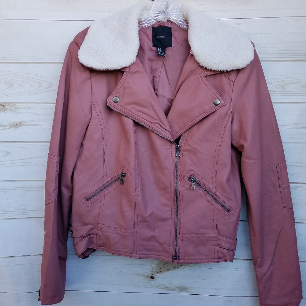 SALE 3/$20 NEW F21 faux leather L deep rose